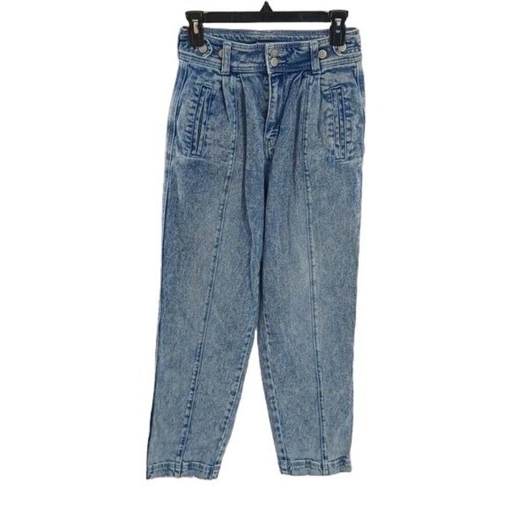 SO Mom Jeans Womens Size 7 High Rise Tapered Blue Acid Wash Vintage Denim Retro